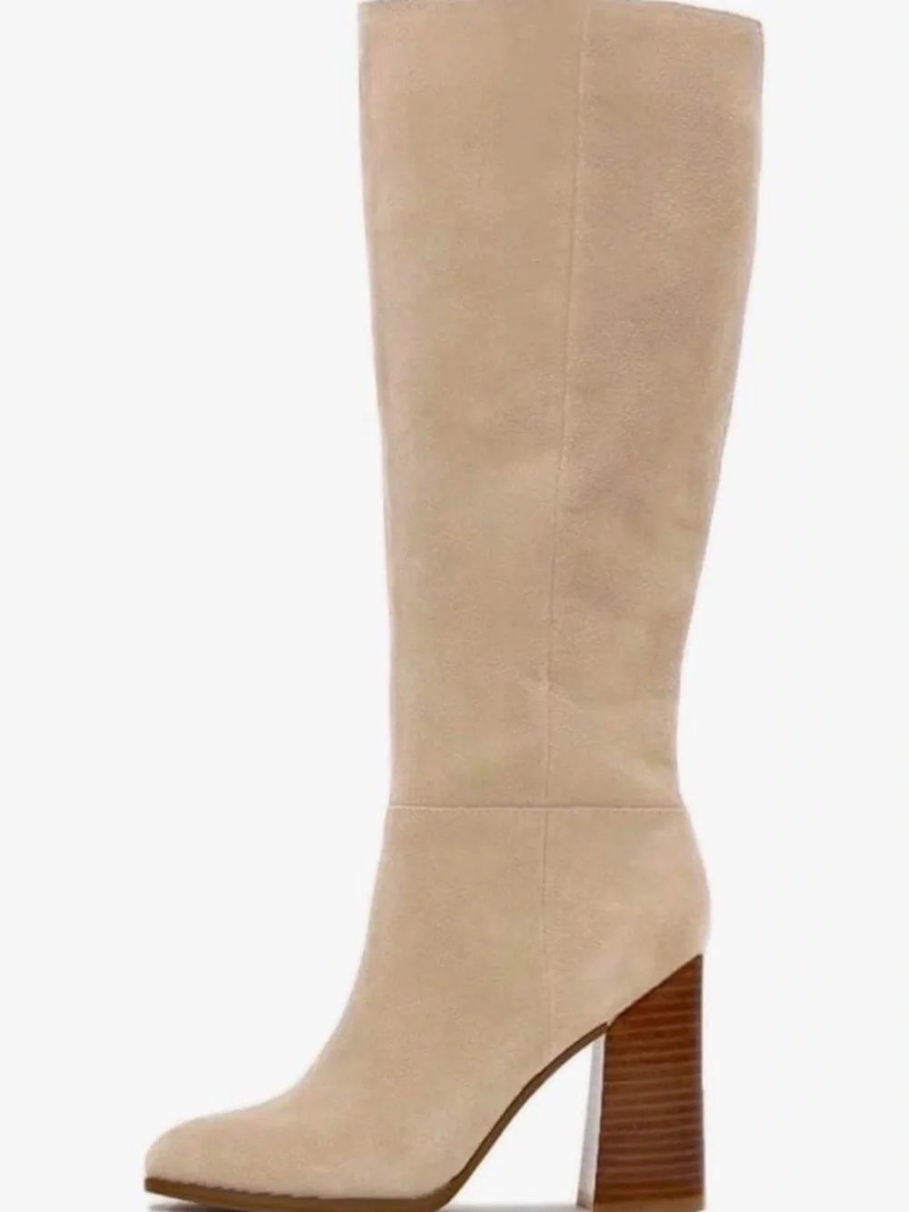 Over-the-Knee Block Heel Boots in Cream